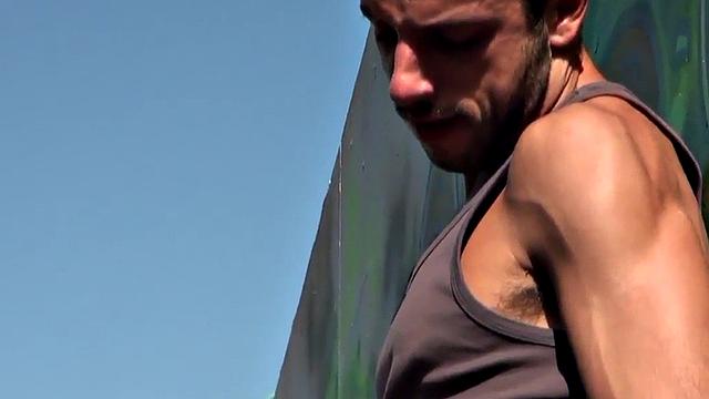 Cocksucking stud gets fucked outdoors by BF after blowjob