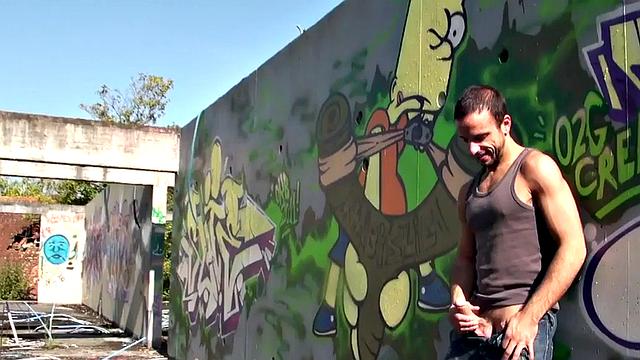 Cocksucking stud gets fucked outdoors by BF after blowjob