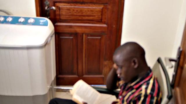 Solo Ebony twink from Africa jerks till cumshot