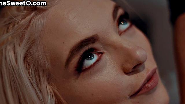 Tiny babe teases her before sucking his cock and fucking him