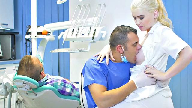 Slutty nurse fucked by lusty doctor in medical room