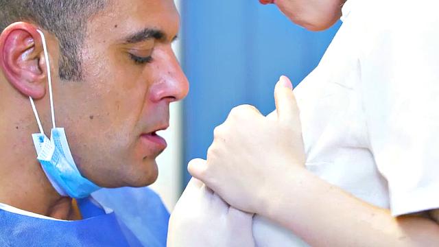 Slutty nurse fucked by lusty doctor in medical room