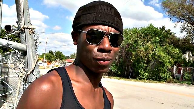 Real ghetto amateur throatfucked by white dude