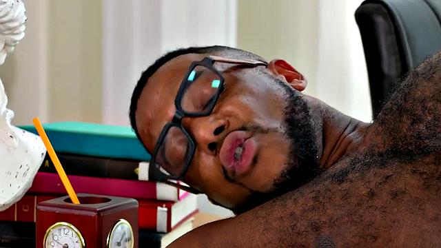 Fisting jock fists Black hunk in office after sucking