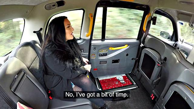 Inked Hotty Cums Hard in the Taxi