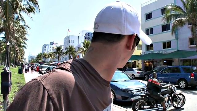 Muscled Black biker picked up and fucked by white top for cash