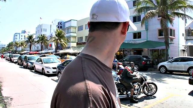 Muscled Black biker picked up and fucked by white top for cash