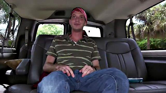 Fooled guy got gay blowjob for cash in outdoor van