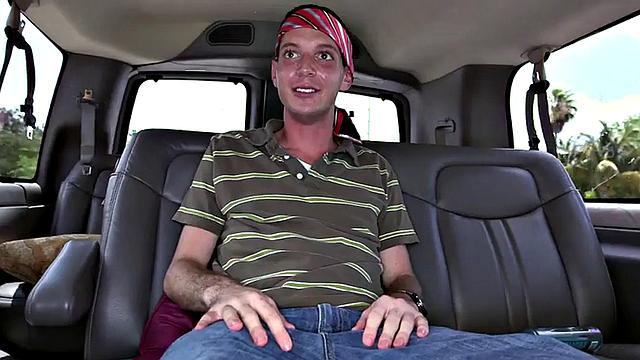 Fooled guy got gay blowjob for cash in outdoor van