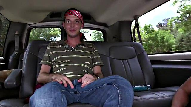 Fooled guy got gay blowjob for cash in outdoor van