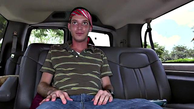 Fooled guy got gay blowjob for cash in outdoor van