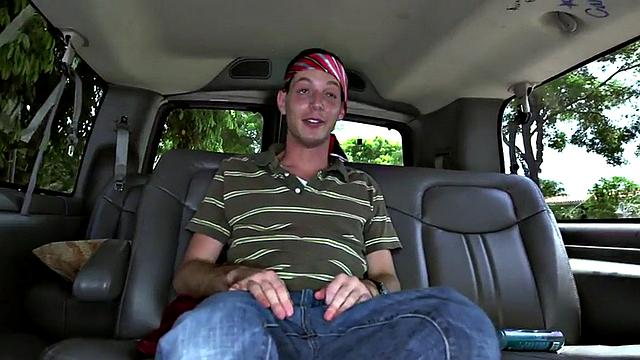 Fooled guy got gay blowjob for cash in outdoor van