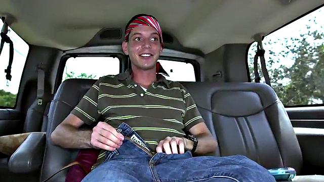 Fooled guy got gay blowjob for cash in outdoor van