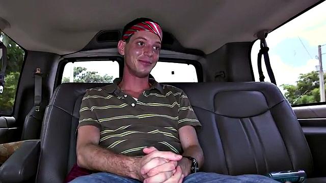 Fooled guy got gay blowjob for cash in outdoor van