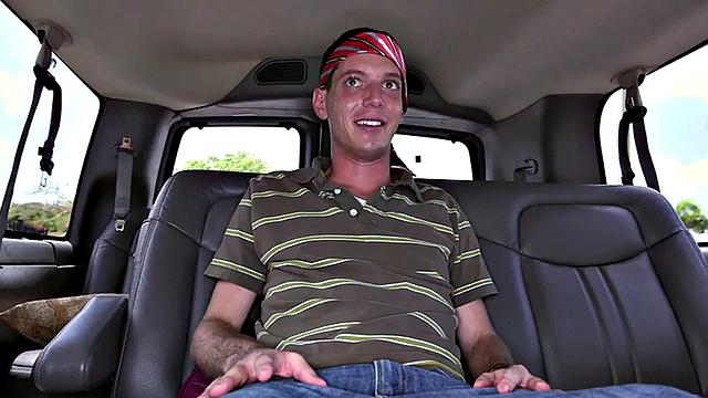 Fooled guy got gay blowjob for cash in outdoor van