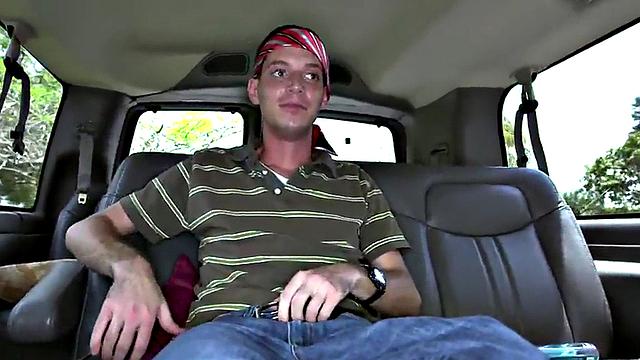Fooled guy got gay blowjob for cash in outdoor van