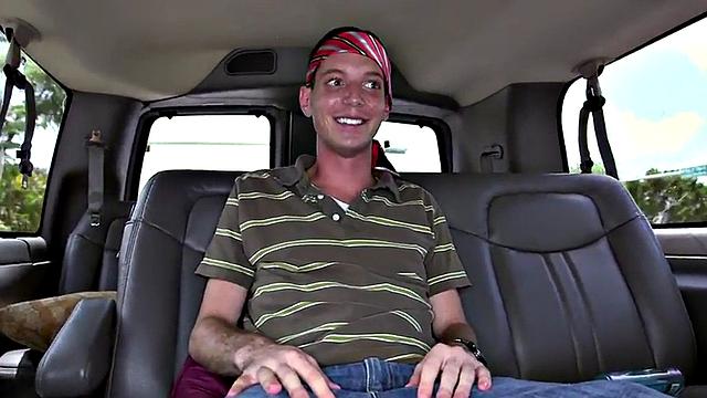 Fooled guy got gay blowjob for cash in outdoor van