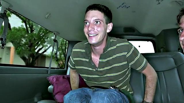 Fooled guy got gay blowjob for cash in outdoor van