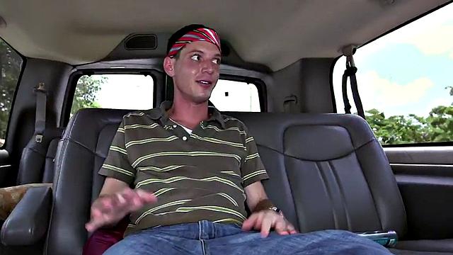 Fooled guy got gay blowjob for cash in outdoor van