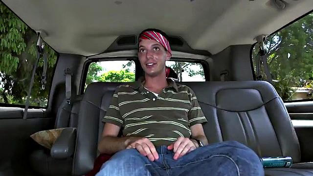 Fooled guy got gay blowjob for cash in outdoor van
