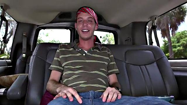 Fooled guy got gay blowjob for cash in outdoor van