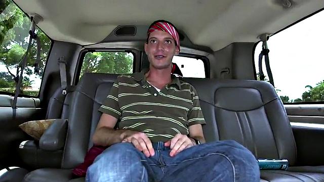 Fooled guy got gay blowjob for cash in outdoor van
