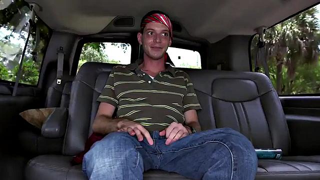 Fooled guy got gay blowjob for cash in outdoor van