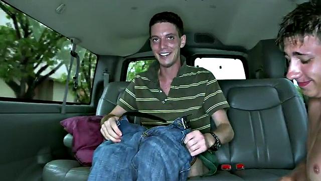 Fooled guy got gay blowjob for cash in outdoor van