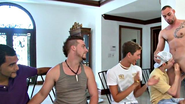 Real party deepthroat with hung stripper