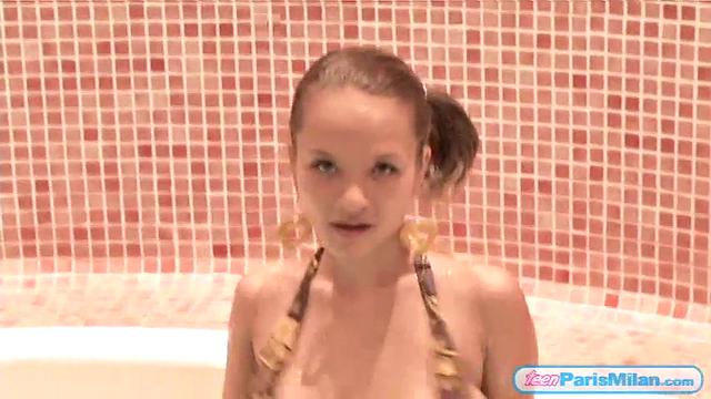 Teen Paris Milan in a Bikini in Jacuzzi just to tease you