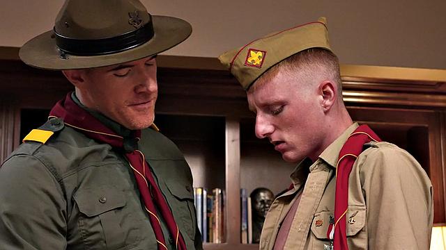 Elder gay scout bareback fucks skinny twink in office