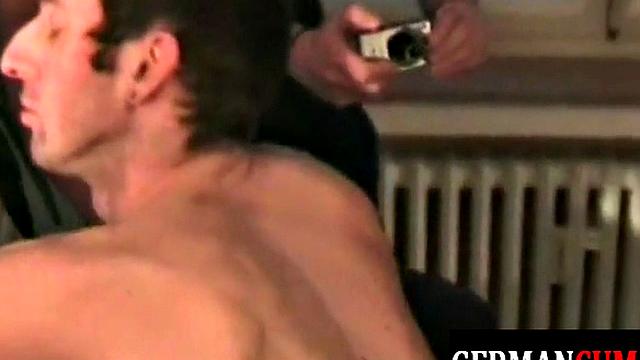 Muscled European DILFs breeding with jock in a threeway