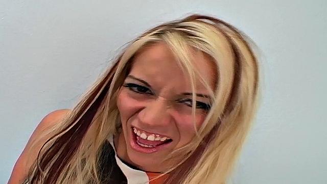 Sexy blonde rides sybian