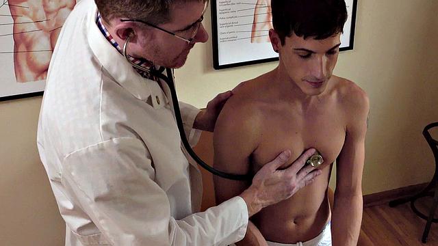 Small twink anally drilled by doctor in infirmary during check