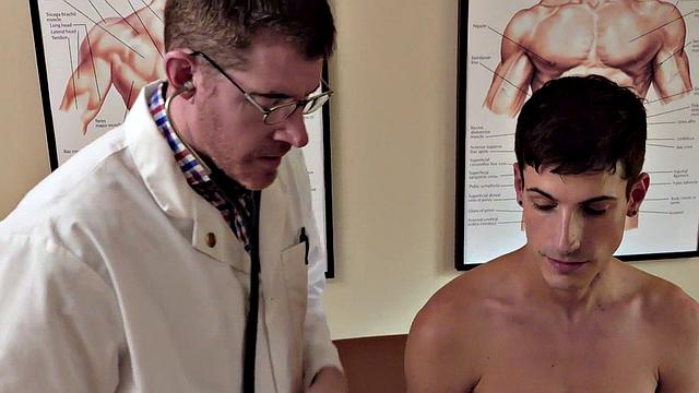 Small twink anally drilled by doctor in infirmary during check