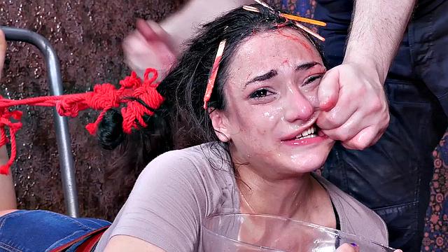 Fish-hooked submissive beauty is spanked hard