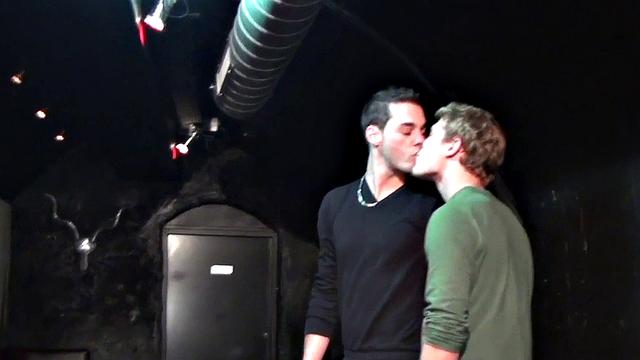 Gay club bottom gets fucked by blond stud after BJ