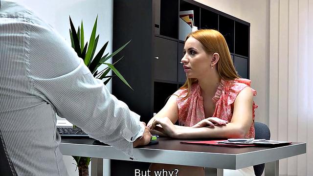 LOAN4K. Chick is desperate and loan manager decides to fuck her