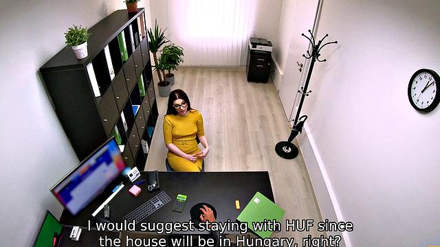 Check out this red-haired teen with glasses and small tits get down and dirty in POV casting couch action