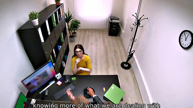 Check out this red-haired teen with glasses and small tits get down and dirty in POV casting couch action