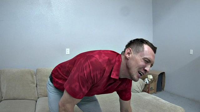 Poor guy gets ballbusting from his master before anal toying