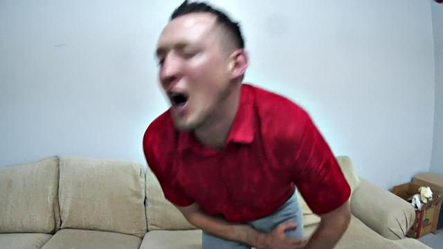 Poor guy gets ballbusting from his master before anal toying