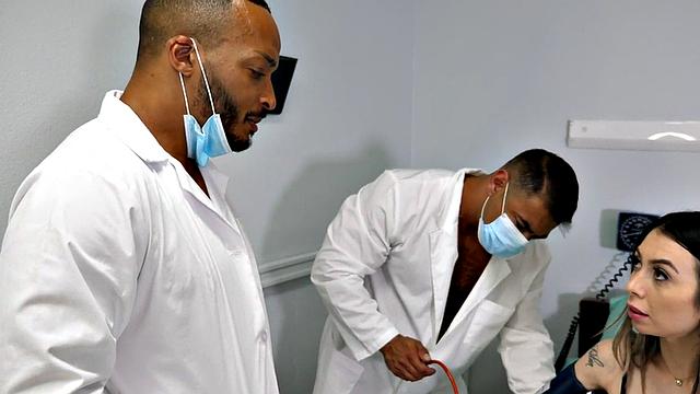 Bisex 3some MILF fucked by anal loving doctors in hospital