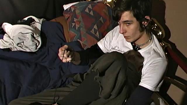 Skinny little 18 year old Clark Belmont is a sexy young guy, with that bad boy look. In the bedroom, he strips out of his baggy clothes and works up a boner.