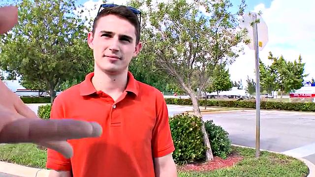 Tricked twink picked up to cum on athletic gay in van