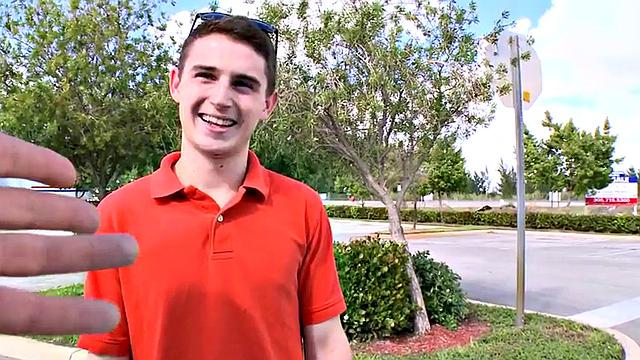 Tricked twink picked up to cum on athletic gay in van