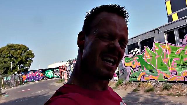 German skinny babe POV fucked outdoors in car