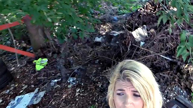 German skinny babe POV fucked outdoors in car