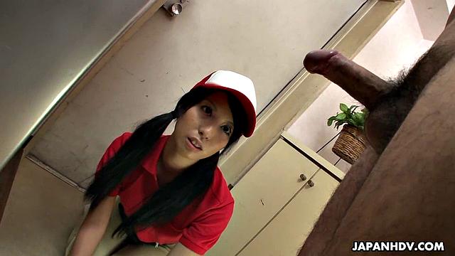 Lovely pizza delivery girl is a real slut