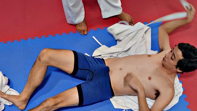 Ebony karate teacher stuffed by guy after riding dick